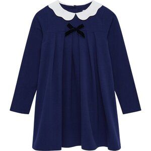 Trotters London Confiture Anna Petal Pie Crust Collar Long Sleeve Dress 6/7 blue
